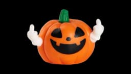 Halloween Pumpkin Figurine Decor Resine - Orange/White
