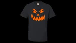 Vintage Halloween T-Shirt Pumpkin Face Print - Black/Orange