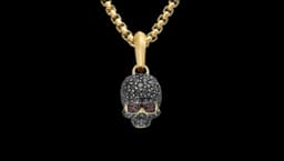 Memento Mori Skull Diamond Amulet 18k Yellow Gold
