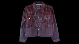 Lazered Denim Jacket - Dark Red