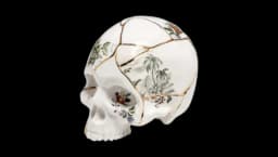Malerba Kintsugi Porcelain Skull - White/Multicolour