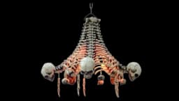 Skeleton Ceiling Lamp With Hanging Skulls - White