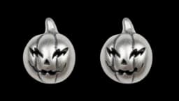 Halloween Pumpkin Earrings - Silver