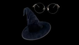 Witch Hat & Glasses Cosplay - Black