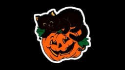 Vintage Black Cat & Pumpkin Sticker