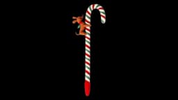 Candy Cane Shaped Ballpoint Pen - Green/Red/White