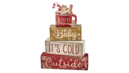 Christmas Table Decor Wooden Decoration - Set Of 4