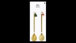 Gold Spoons With Christmas Toppers - Set Of 2