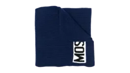 Logo-Intarsia Ribbed Scarf - Navy