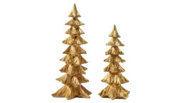 Gold Christmas Tree Figurines - Set Of 2