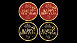 Happy New Year Stickers - 120 Pieces