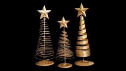 Five-Pointed Star Ornament Set Of 3 - Gold