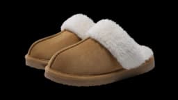 Fuzzy Memory Foam Winter Slippers - Chestnut/White