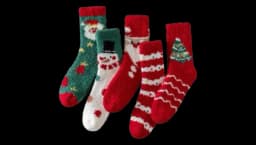 Fuzzy Christmas Socks  - 5 Pairs