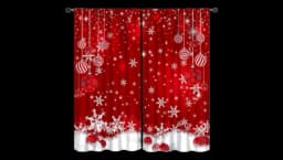 Christmas Window Curtains - Red/White/Silver