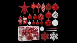 Shatterproof Christmas Ball Ornaments Set - Red/White