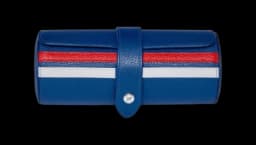 Greenwich Leather 3-Watch Roll - Navy Blue/Red/White