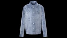 Mink Perforated Monogram Overshirt - Ash Blue