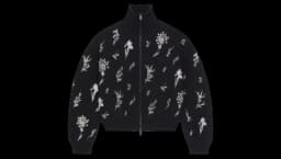 Cocoon Bomber In Wool Knit & Crystal Embroidery - Black