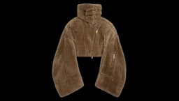 Short Bomber With Stand-Up Collar - Brown
