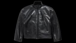 Shearling Zip-Up Leather Jacket - Black