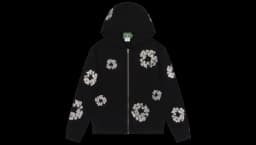 Cashmere Cotton Wreath Zip Hoodie - Black
