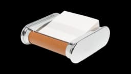 Epsom Leather Notelet Box - Silver-Tone/Cognac Brown