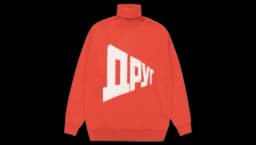 DRUG Graphic Turtleneck Knit Sweater - Orange/White