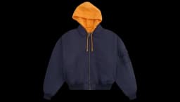 Padded Nylon Bomber Jacket - Navy/Orange
