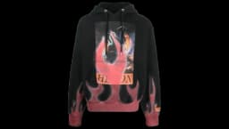 Flame-Print Cotton Hoodie - Black/Red