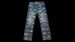 Printed Loose Jeans - Denim Blue