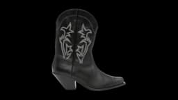 Embroidered Calf Leather Biker Boots - Black
