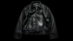 Mystery Man Splash-ink Embroidery Leather Jacket - Black