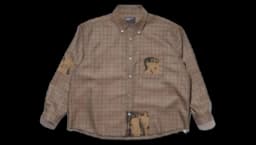 Patch-Detail Flannel Shirt- Brown