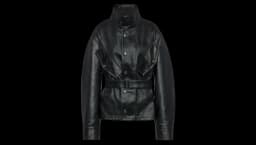Belted Laminated Cotton Jacket - Black
