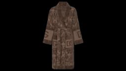Bathrobe in Terry Cotton Jacquard - Earth Brown