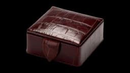 Crocodile-Effect Leather Box - Brown