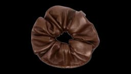 Leather Hair Scrunchie - Brown