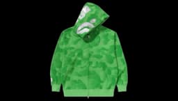 Ink Camo Shark Zip Hoodie - Green