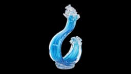 Blue Ocean Wave Glass Sculpture - Blue/Clear