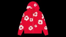 Cotton Wreath Zip Hoodie - Red