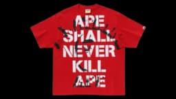 Spray Print College Relaxed Fit Tee - Red