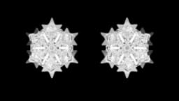 Magic Stud Earrings Snowflake - White/Rhodium Plated