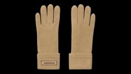 Logo-Patch Wool Gloves - Beige
