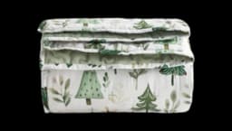 Christmas Scene Reversible Velvet Bedspread - Green