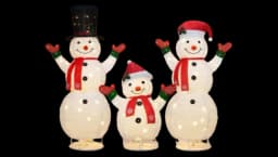 3-Piece Pre-lit 3D Snowman Family Decoration