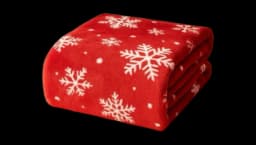Christmas Throw Blanket With Snowflakes - Red/White