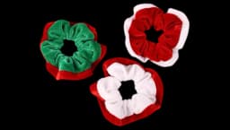 Christmas Velvet Hair Scrunchies Set Of 3 - Multicolor