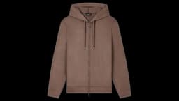 Zip-Up Drawstring Hoodie - Brown