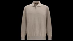 Long-Sleeve Polo Shirt - Light Brown